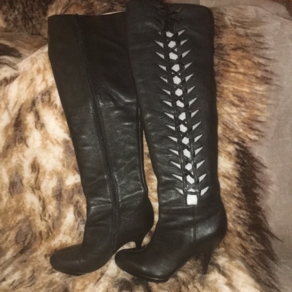 💜Calvin Klein over the knee leather boots
